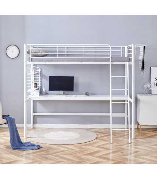 DOLCE łóżko piętrowe z biurkiem i organizerem, biały (3p1szt)