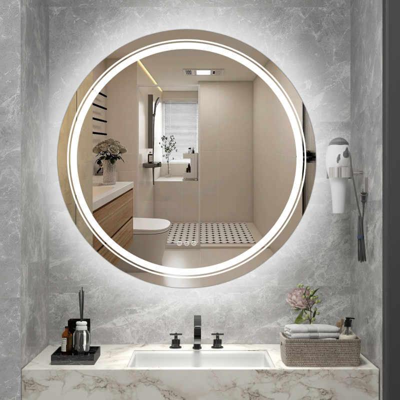 DOVER 60 lustro ścienne łazienkowe, srebrny (1p1szt)