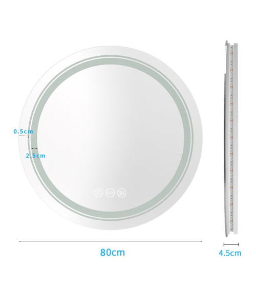DOVER 80 lustro ścienne łazienkowe, srebrny (1p1szt)