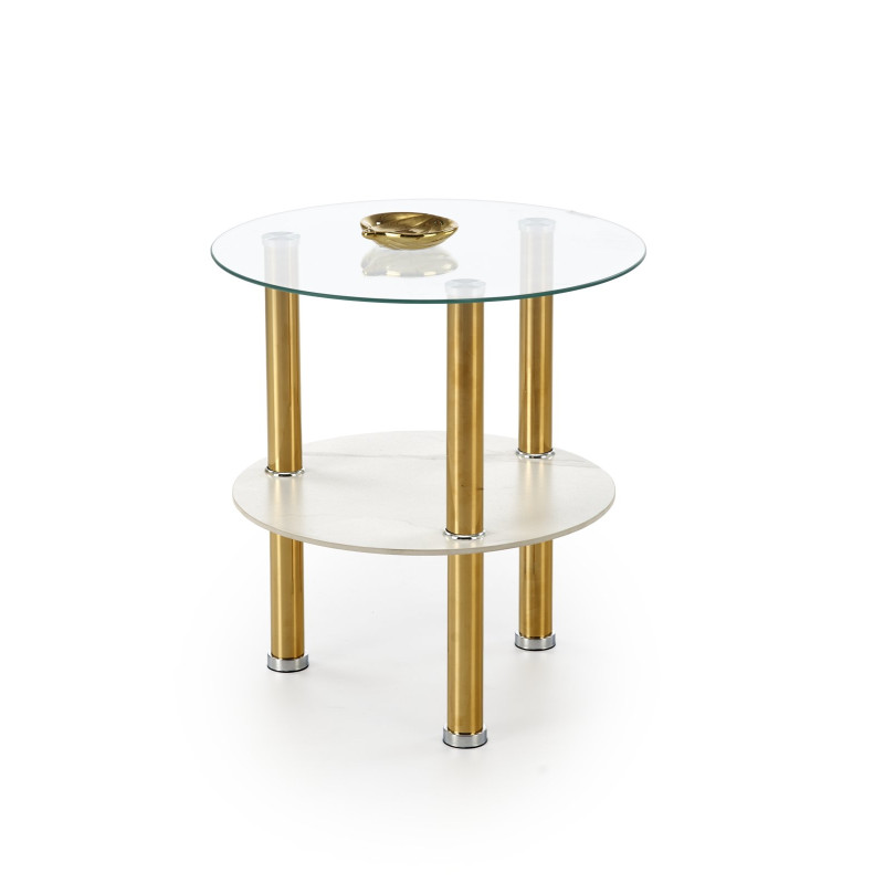 DUCAT S ława, biały marmur / transparentny / złoty (2p1szt)