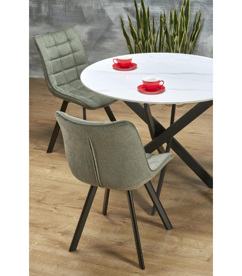 EDGAR 2 stół okrągły, blat - biały marmur, nogi - czarny (2p1szt)