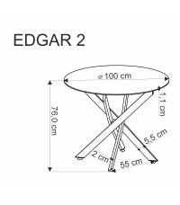 EDGAR 2 stół okrągły, blat - biały marmur, nogi - czarny (2p1szt)