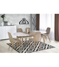 EDWARD stół rozkładany biały / dąb san remo (2p1szt)