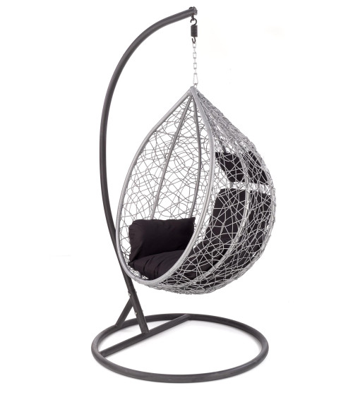 EGGY fotel ogrodowy popielaty / czarny (3p1szt)