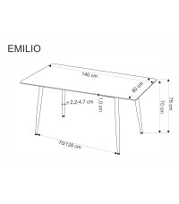 EMILIO 120 stół blat - biały marmur, nogi - czarny (2p1szt)