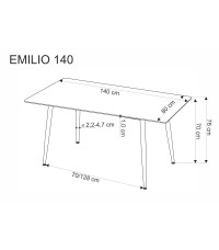 EMILIO 140 stół blat - biały marmur, nogi - czarny (2p1szt)