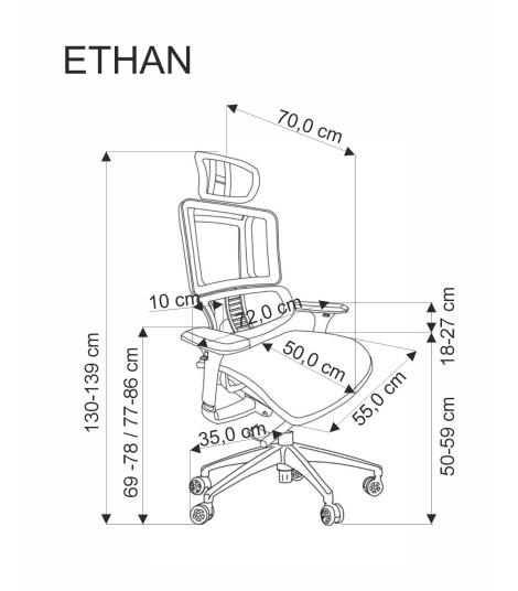 ETHAN fotel gabinetowy popielaty (1p1szt)
