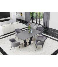 FANGOR stół rozkładany, blat - ciemny popiel, podstawa - czarny (3p1szt)