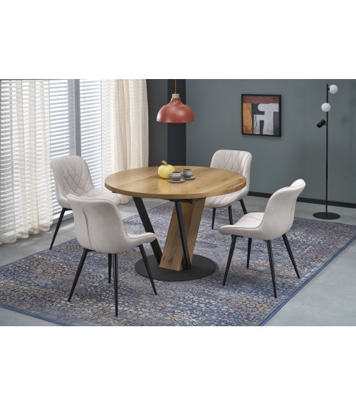 FANIS okrągły stół rozkładany, naturalny / czarny  (3p1szt)