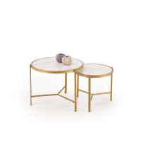 FATIMA zestaw 2 ław, biały marmur / złoty (1p1szt)