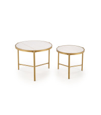 FATIMA zestaw 2 ław, biały marmur / złoty (1p1szt)