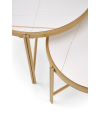 FATIMA zestaw 2 ław, biały marmur / złoty (1p1szt)