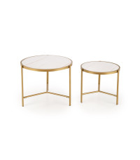 FATIMA zestaw 2 ław, biały marmur / złoty (1p1szt)