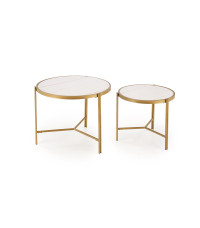 FATIMA zestaw 2 ław, biały marmur / złoty (1p1szt)