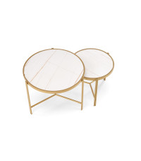 FATIMA zestaw 2 ław, biały marmur / złoty (1p1szt)