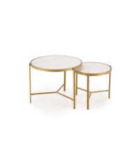 FATIMA zestaw 2 ław, biały marmur / złoty (1p1szt)