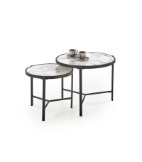 FATIMA zestaw 2 ław, biały marmur / czarny (1p1szt)