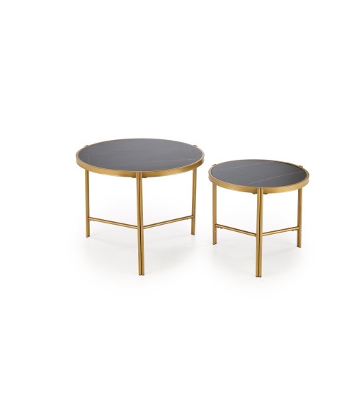 FATIMA zestaw 2 ław, czarny marmur / złoty (1p1szt)