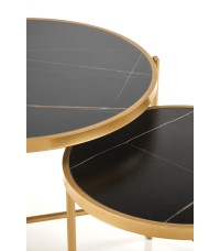 FATIMA zestaw 2 ław, czarny marmur / złoty (1p1szt)