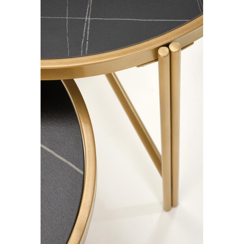 FATIMA zestaw 2 ław, czarny marmur / złoty (1p1szt)