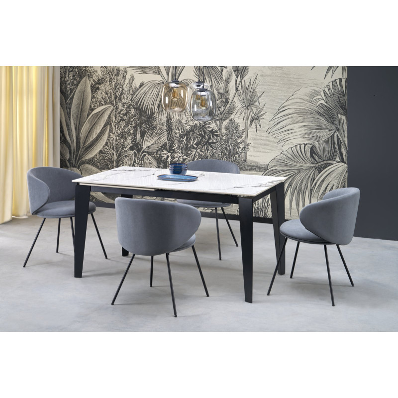 FELIX stół rozkładany, blat - biały marmur, nogi - czarny (2p1szt)