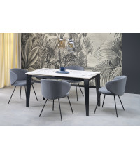 FELIX stół rozkładany, blat - biały marmur, nogi - czarny (2p1szt)