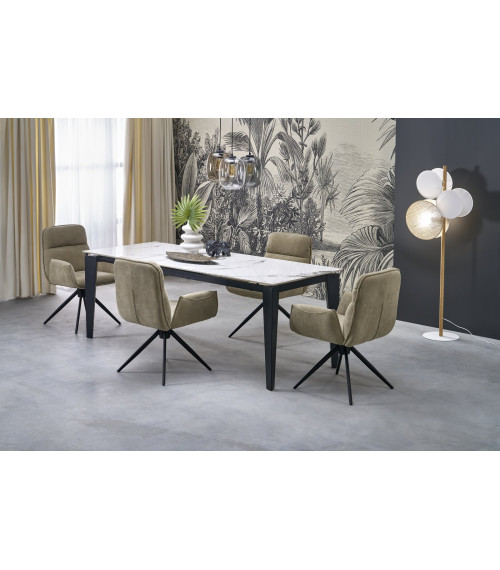 FELIX stół rozkładany, blat - biały marmur, nogi - czarny (2p1szt)