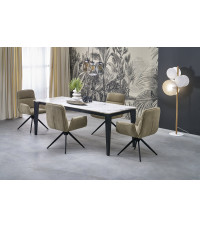 FELIX stół rozkładany, blat - biały marmur, nogi - czarny (2p1szt)