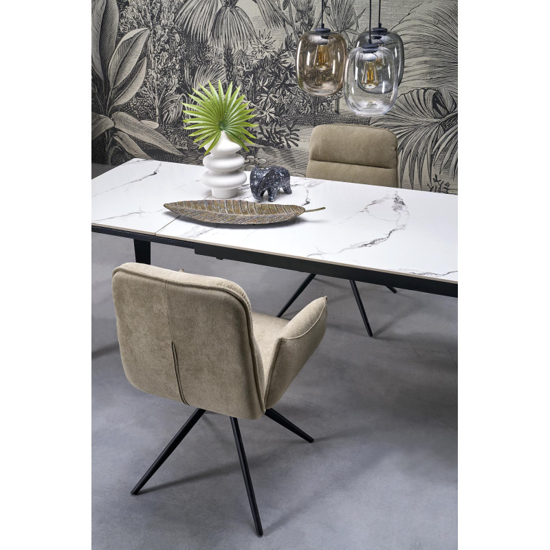 FELIX stół rozkładany, blat - biały marmur, nogi - czarny (2p1szt)