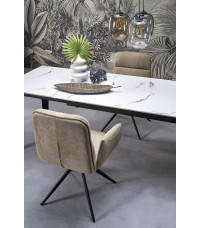 FELIX stół rozkładany, blat - biały marmur, nogi - czarny (2p1szt)