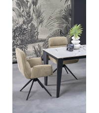 FELIX stół rozkładany, blat - biały marmur, nogi - czarny (2p1szt)