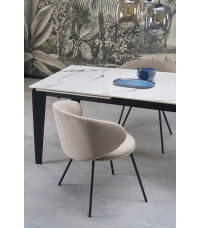 FELIX stół rozkładany, blat - biały marmur, nogi - czarny (2p1szt)