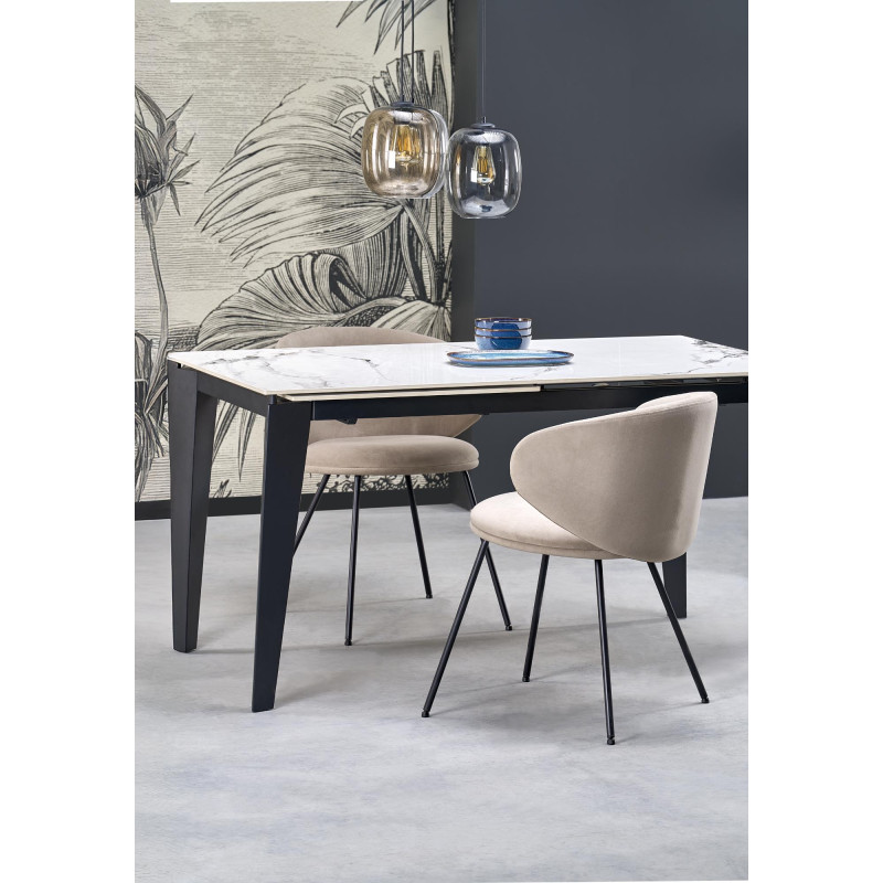 FELIX stół rozkładany, blat - biały marmur, nogi - czarny (2p1szt)
