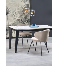 FELIX stół rozkładany, blat - biały marmur, nogi - czarny (2p1szt)