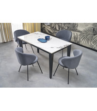 FELIX stół rozkładany, blat - biały marmur, nogi - czarny (2p1szt)