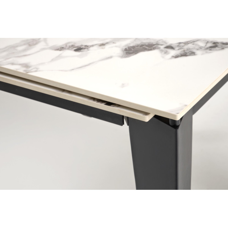 FELIX stół rozkładany, blat - biały marmur, nogi - czarny (2p1szt)