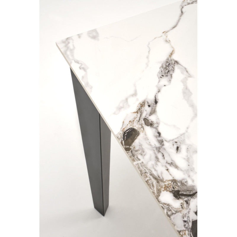 FELIX stół rozkładany, blat - biały marmur, nogi - czarny (2p1szt)