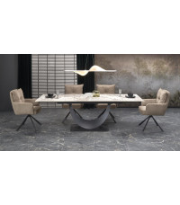 FERNANDO stół rozkładany, blat - biały marmur, nogi - czarny (3p1szt)