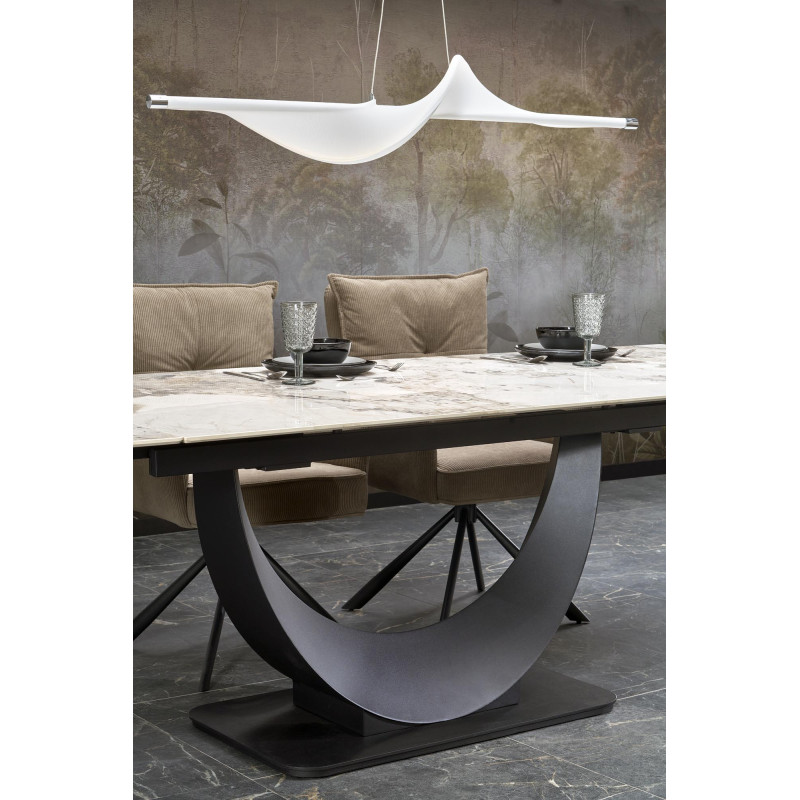 FERNANDO stół rozkładany, blat - biały marmur, nogi - czarny (3p1szt)