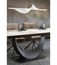 FERNANDO stół rozkładany, blat - biały marmur, nogi - czarny (3p1szt)