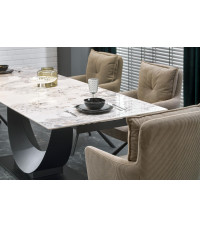 FERNANDO stół rozkładany, blat - biały marmur, nogi - czarny (3p1szt)