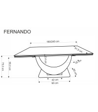 FERNANDO stół rozkładany, blat - biały marmur, nogi - czarny (3p1szt)
