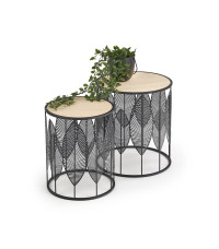 FOLLA zestaw 2 ław czarny / naturalny (1p1szt)