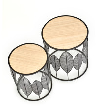 FOLLA zestaw 2 ław czarny / naturalny (1p1szt)