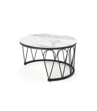 FORMOSA zestaw 2 ław, biały marmur / czarny (2p1szt)