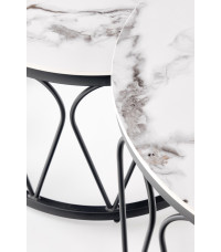 FORMOSA zestaw 2 ław, biały marmur / czarny (2p1szt)