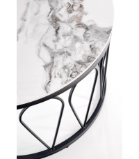 FORMOSA zestaw 2 ław, biały marmur / czarny (2p1szt)