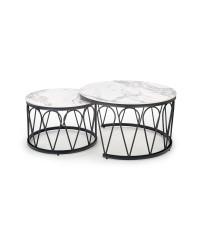 FORMOSA zestaw 2 ław, biały marmur / czarny (2p1szt)