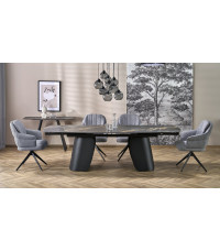 FORUM stół rozkładany, czarny marmur / czarny (3p1szt)