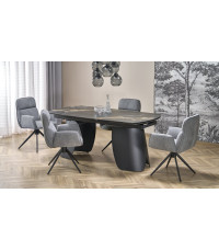 FORUM stół rozkładany, czarny marmur / czarny (3p1szt)